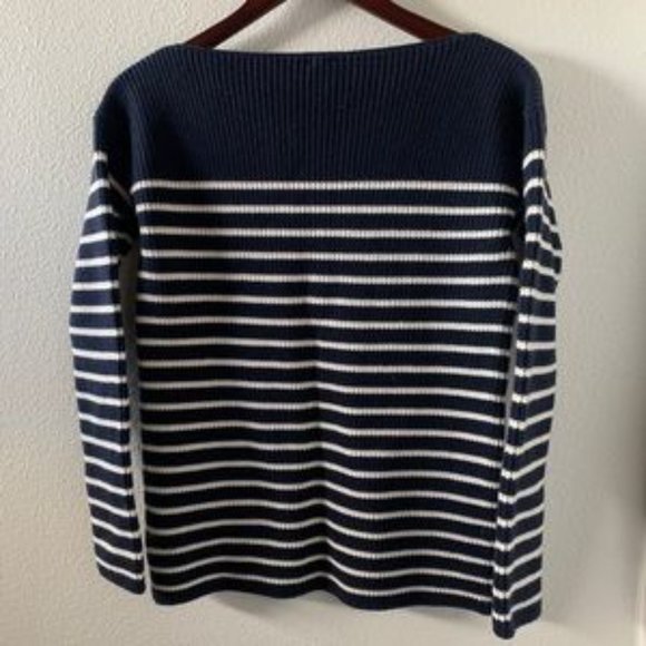 Gap Nautical Stripe Boatneck Sweater Ribbed Knit - Picture 2 of 7